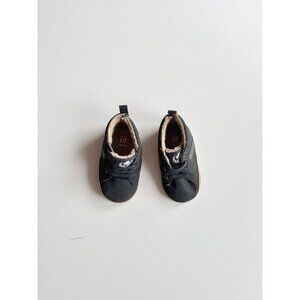 Kids' BABY GAP Black Faux Leather Sherpa Lined High Top Sneakers, Size 18-24M